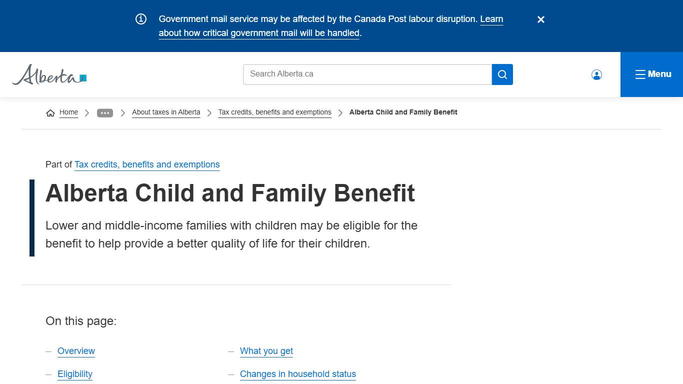 Alberta Child and Family Benefit Alberta.ca